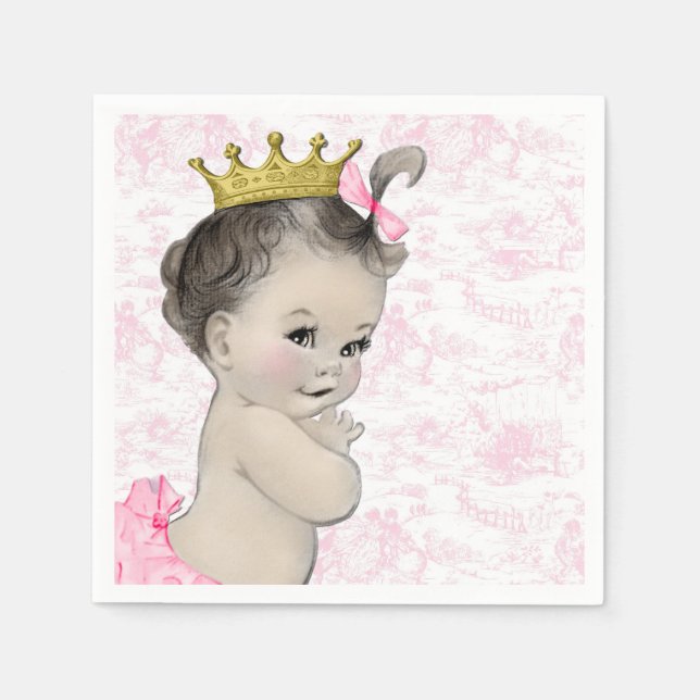 Serviettes Jetables Baby shower en toile rose (Devant)