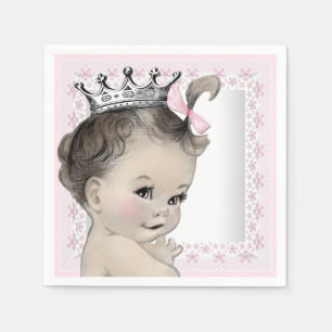 Serviettes Jetables Baby Shower Fille Vintage Rose et Gris
