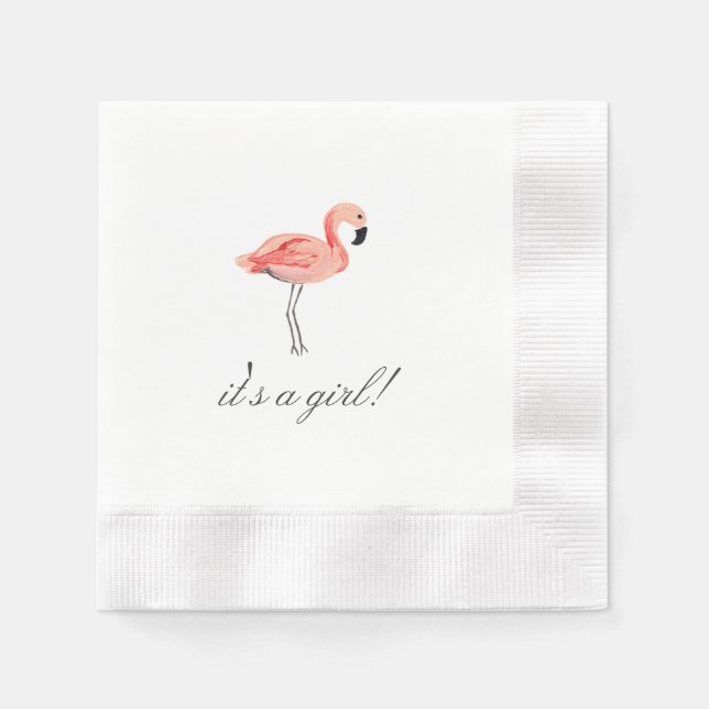 Serviettes Jetables Baby shower Flamant rose (Devant)