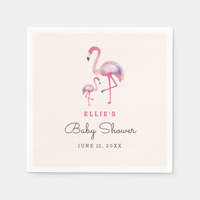 Serviettes Jetables Baby shower Flamant rose rose Napkin (Devant)