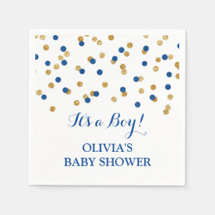 Serviettes Jetables Baby shower foncé de confettis de bleu marine d'o