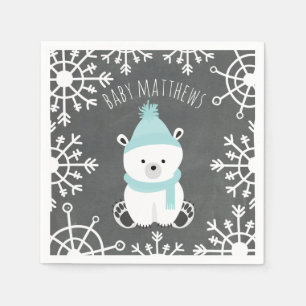Serviettes Jetables Baby shower garçon d'hiver Ours polaire serviette