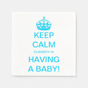 Serviettes Jetables Baby shower Gardez le calme et le bleu de votre ga