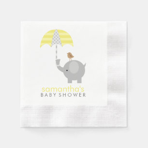 Serviettes Jetables Baby shower gris et jaune d'éléphant