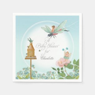 Serviettes Jetables Baby shower Jardin Fairy Floral Bee Thème