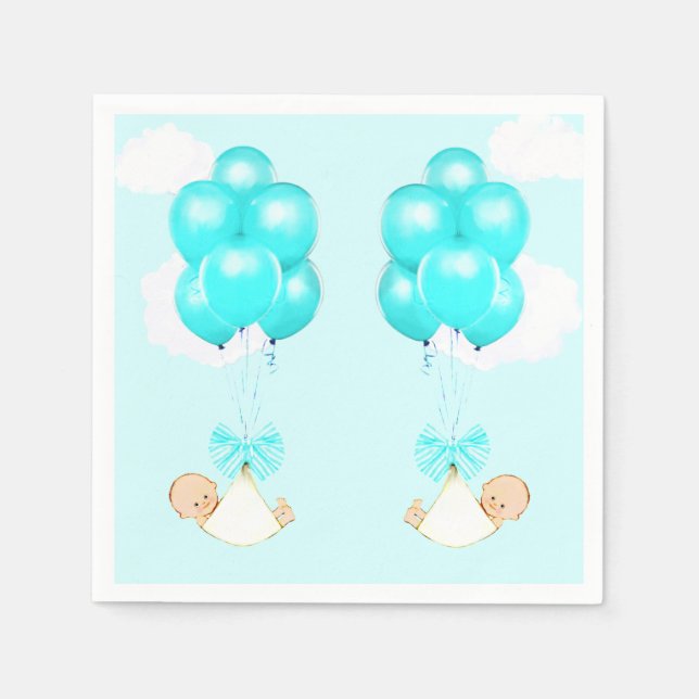 Serviettes Jetables Baby shower jumeaux (Devant)
