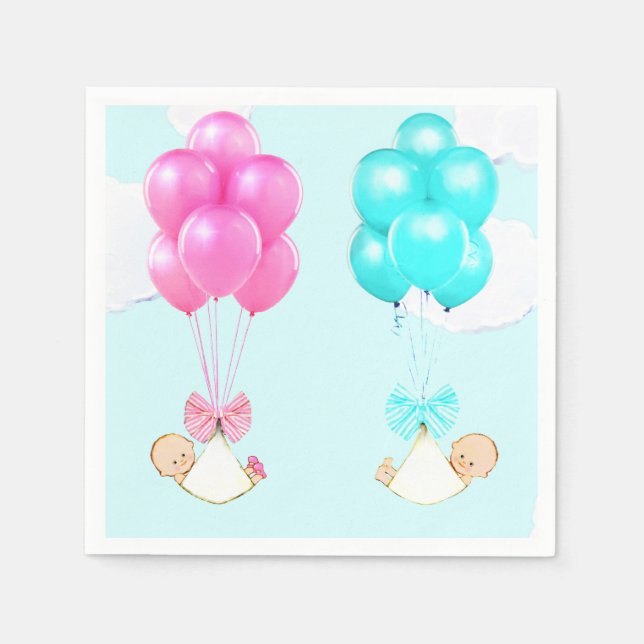 Serviettes Jetables Baby shower jumeaux (Devant)
