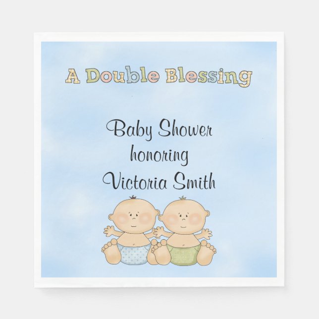 Serviettes Jetables Baby shower jumeaux (Devant)