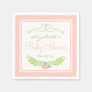 Serviettes Jetables Baby shower Pêche Florale