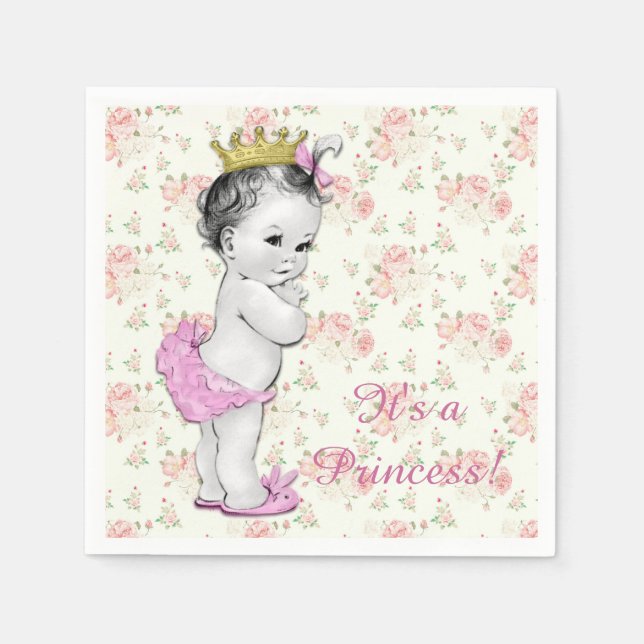 Serviettes Jetables Baby shower princesse rose rose (Devant)