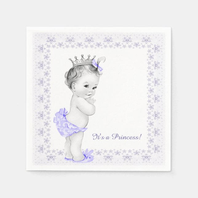 Serviettes Jetables Baby shower princesse violet lavande (Devant)