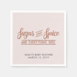 Serviettes Jetables Baby shower rose de parties scintillantes d'or de