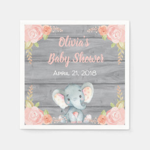 Serviettes Jetables Baby shower rose éléphant serviettes