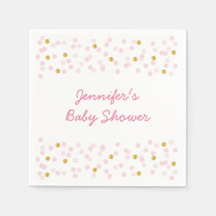 Serviettes Jetables Baby shower rose et or