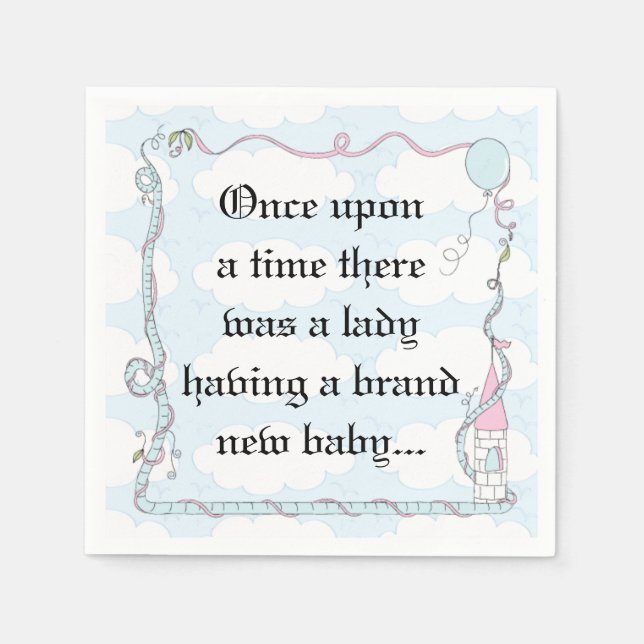 Serviettes Jetables Baby shower Standard Cocktail Napkin Castle Pk/Bl (Devant)