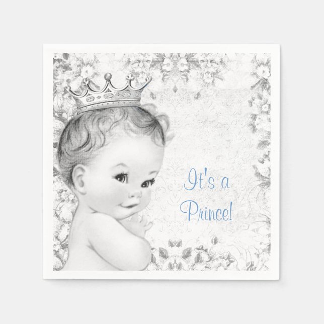 Serviettes Jetables Baby shower Vintage garçons (Devant)