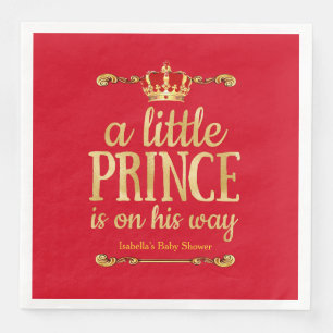 Serviettes Jetables Baignée Bébé Prince Royal Rouge Or Sur Son Chemin