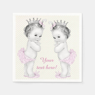 Serviettes Jetables Bain de Naissance Vintage Rose Princesse Jumelles