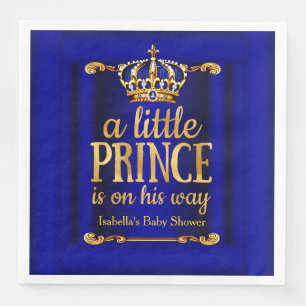 Serviettes Jetables Bain Royal Bleu Prince En Route Baby Shower