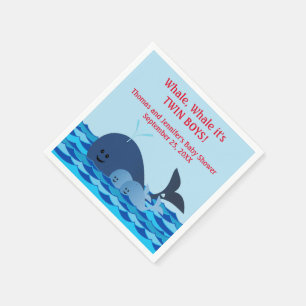 Serviettes Jetables Baleine, C'est un Baby shower jumeaux de garçons