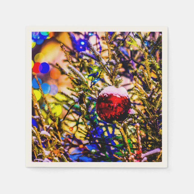 Serviettes Jetables Ball rouge Noël (Devant)