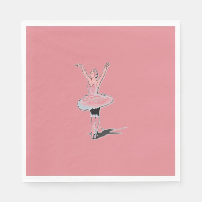 Serviettes Jetables Ballet Thème Pink Ballerina Fille Anniversaire (Devant)