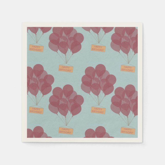 Serviettes Jetables Ballons d'anniversaire heureux (Devant)