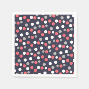 Serviettes Jetables Balls Cercles Motif gris blanc corail rose