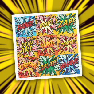 Serviettes Jetables Bande dessinée typographique moderne colorée et am