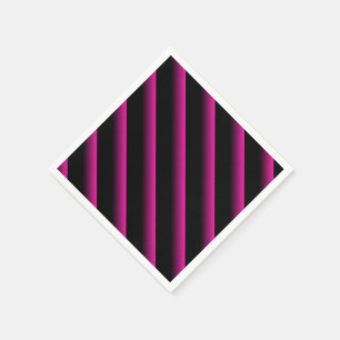 Serviettes Jetables Bande diagonale noire et rose chaud