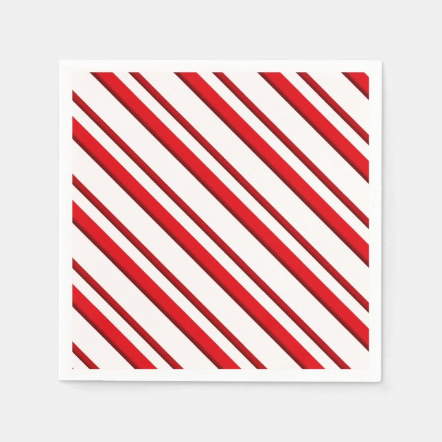 Serviettes Jetables Bandes de bonbons, menthe poivrée rouge & blanc (Devant)