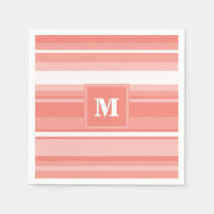 Serviettes Jetables Bandes de corail monogramme