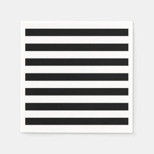 Serviettes Jetables Bandes horizontales en noir et blanc tendance