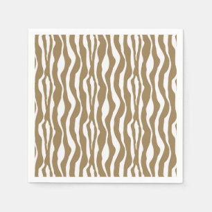 Serviettes Jetables Bandes Zèbre - Taupe Tan et Blanc