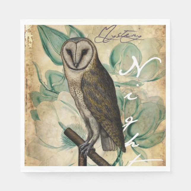 Serviettes Jetables Barn Owl Vintage (Devant)