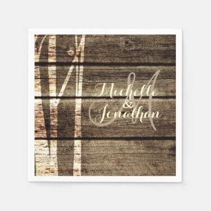 Serviettes Jetables Barne rustique Bois bouleau Mariage Napkin