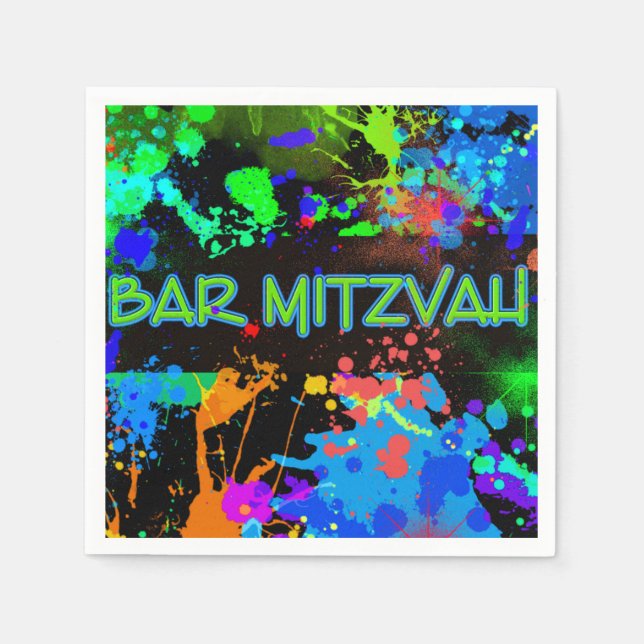 Serviettes Jetables Barre Mitzvah Paint Splatz, Paint Ball Papier Napk (Devant)
