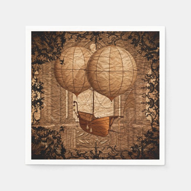 Serviettes Jetables Bateau victorien Grunge Steampunk (Devant)