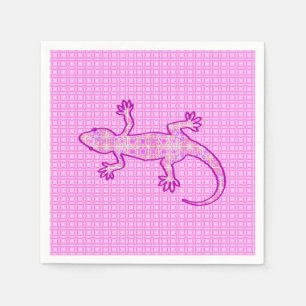 Serviettes Jetables Batik tribal Gecko - orchidée et coquille rose