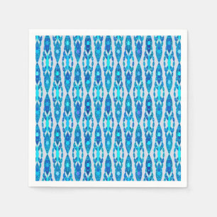 Serviettes Jetables Batik tribal - gris bleu et argenté de saphir