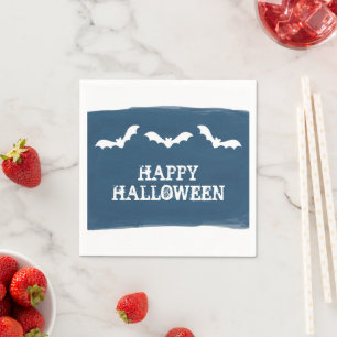 Serviettes Jetables Bats bleu blanc Aquarelle Halloween