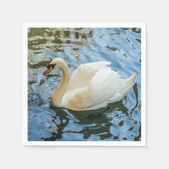 Serviettes Jetables Beau cygne blanc (Devant)