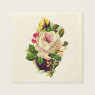Serviettes Jetables Beau vieil art floral féminin