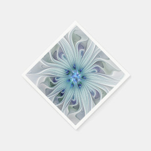 Serviettes Jetables Beauté florale Abstraite moderne Blue Pastel Flowe