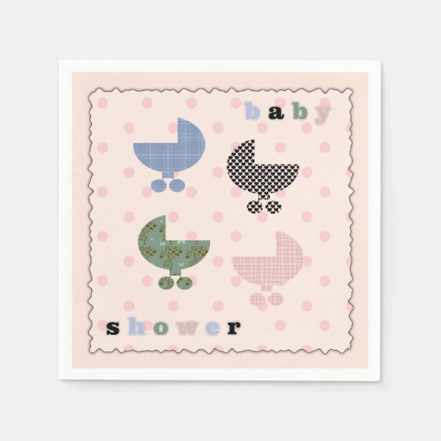 Serviettes Jetables Bébé Buggy Girl Baby shower Papier (Devant)