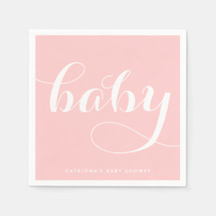 Serviettes Jetables Bébé   Papier Baby shower Pink Script
