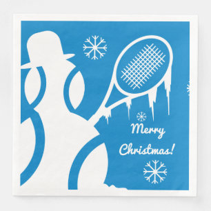 Serviettes Jetables Belle balle de tennis snowman hiver Noël