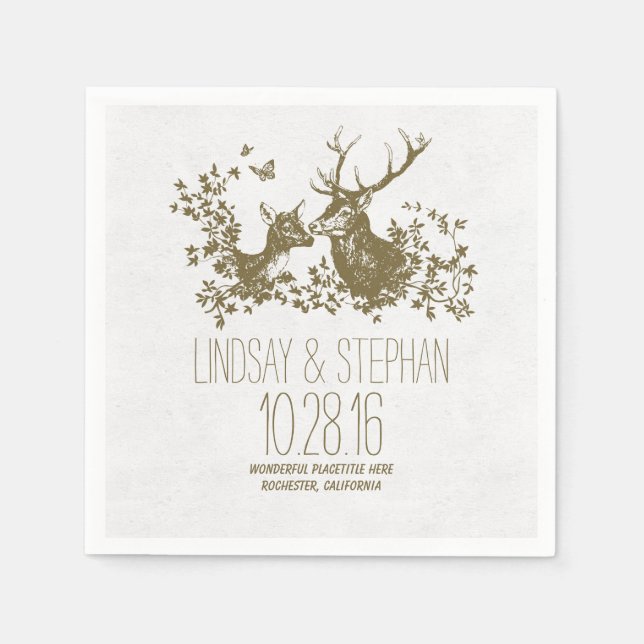 Serviettes Jetables Belle et romantique Mariage de cerfs serviettes (Devant)