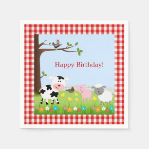 Serviettes Jetables Belle ferme Animaux Anniversaire