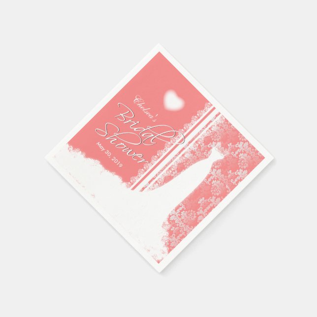 Serviettes Jetables Belle Fête des mariées Gown sur Coral (Coin)